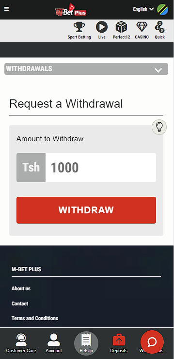 M-bet withdrawal page