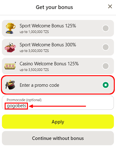 Parimatch promo code Tanzania  