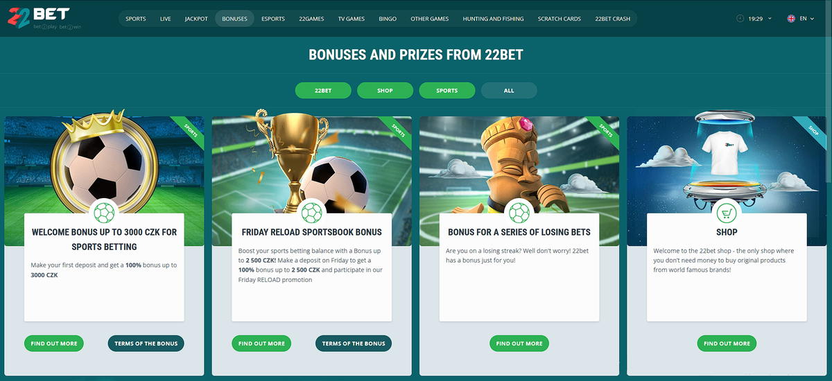 22bet promotions and bonuses