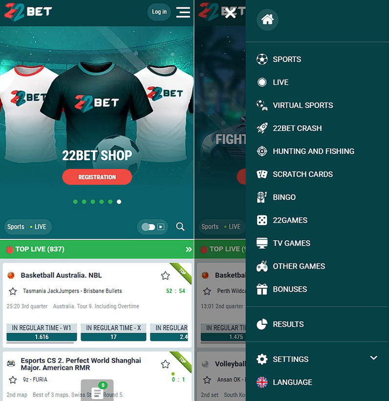 22bet mobile site