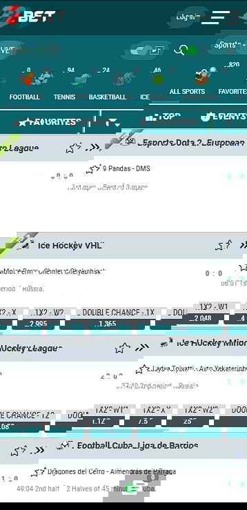 22bet sports page