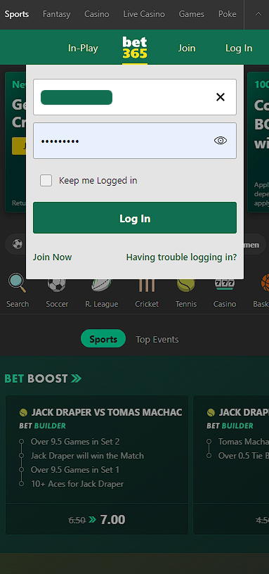 bet365 log in