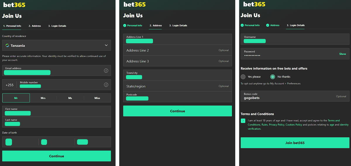 Bet365 registration