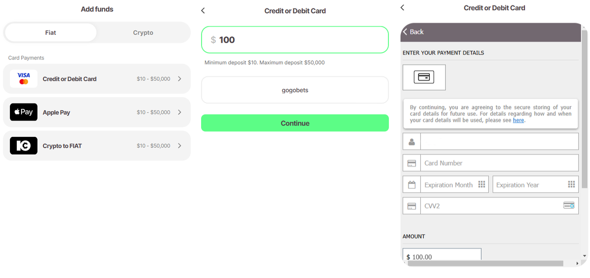 Algorithm of making a deposit by bank card