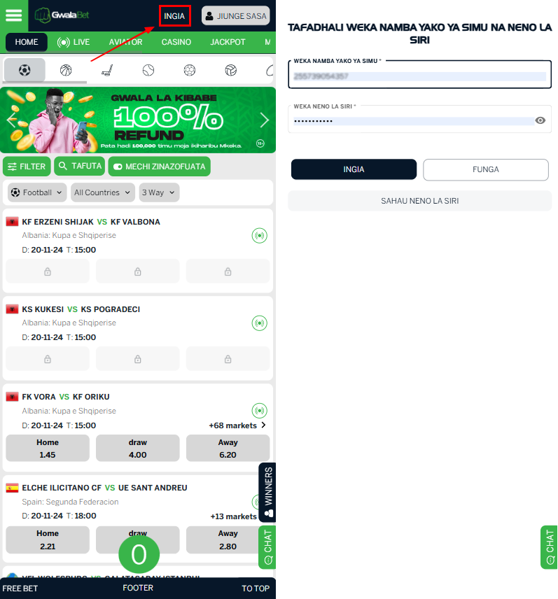 GwalaBet Tanzania login