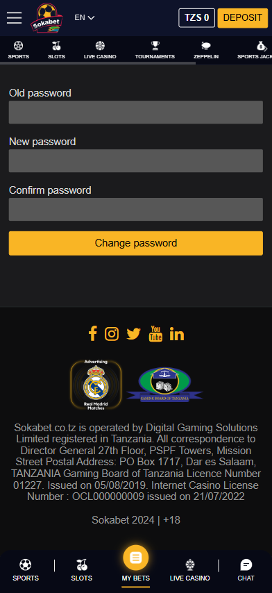 Sokabet Password update