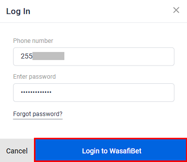 WasafiBet how to login 