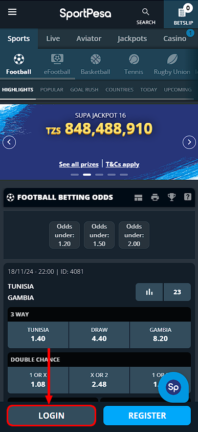 SportPesa TZ log in  