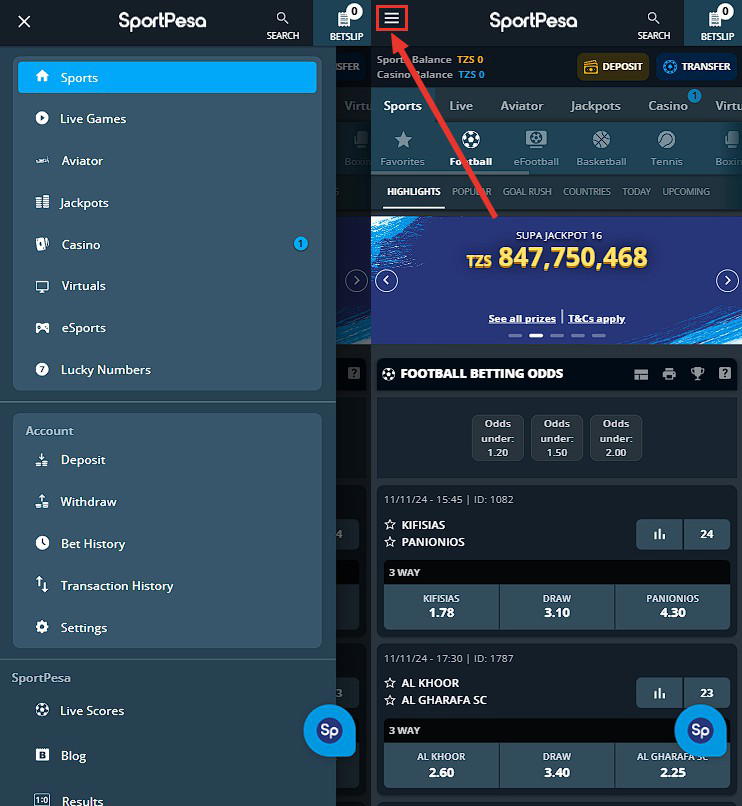 sportpesa mobile version