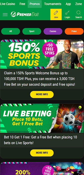 Premier bet bonuses page