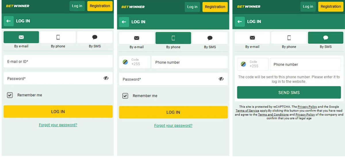 betwinner authorization forms