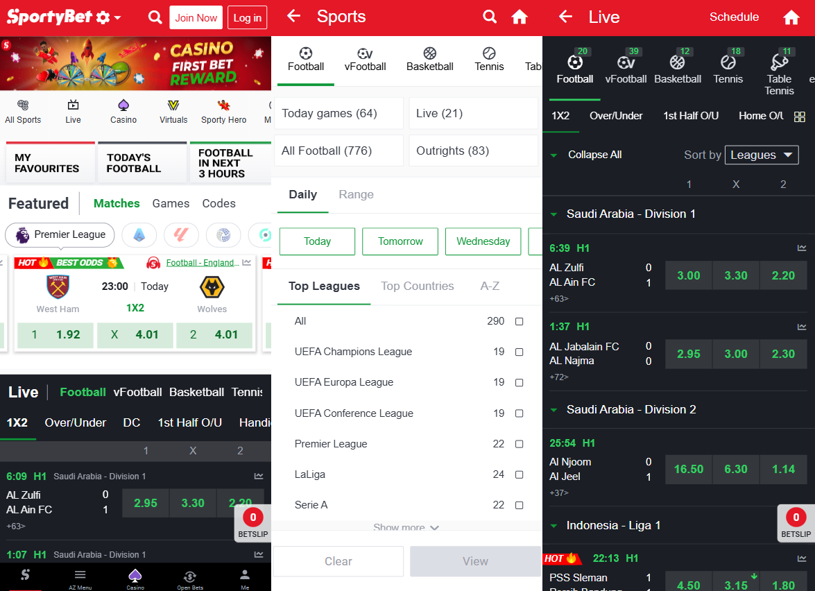 Sport in the SportyBet iOS app