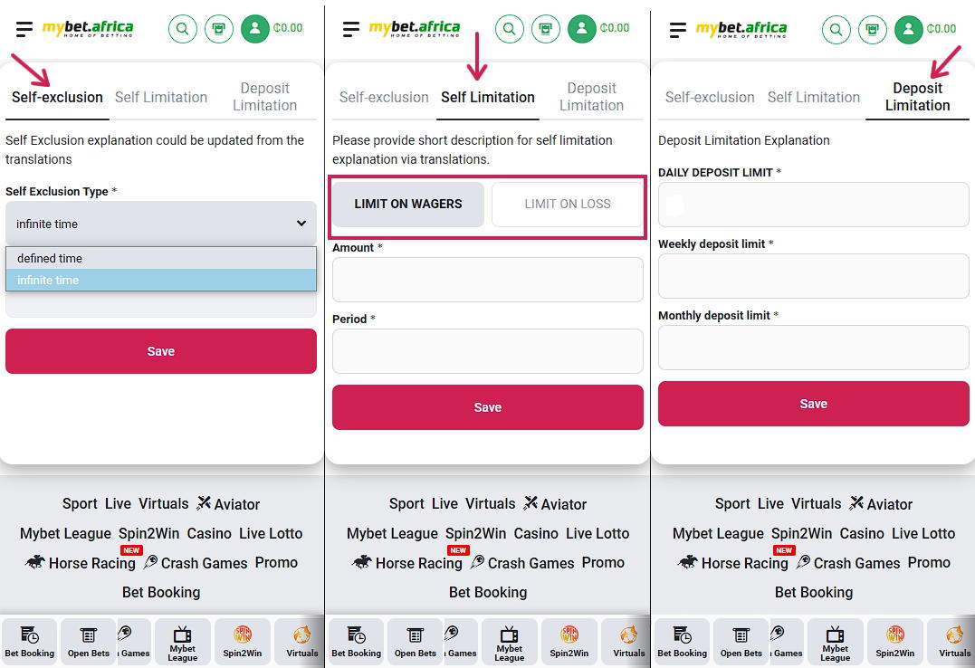 Mybet self-exclusion varients