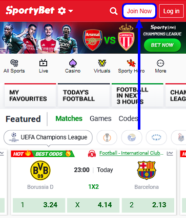 sportybet app registration